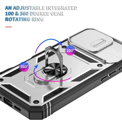 For iPhone 16 Pro Max Case Sliding Camera Cover Ring Kickstand PC+TPU Phone Shell