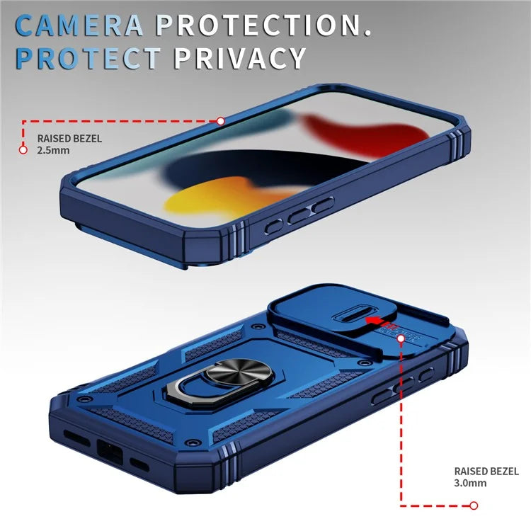 For iPhone 16 Pro Max Case Sliding Camera Cover Ring Kickstand PC+TPU Phone Shell
