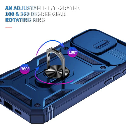 For iPhone 16 Pro Max Case Sliding Camera Cover Ring Kickstand PC+TPU Phone Shell
