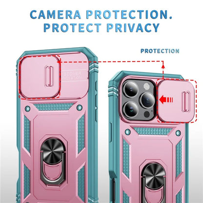 For iPhone 16 Pro Max Case Sliding Camera Cover Ring Kickstand PC+TPU Phone Shell