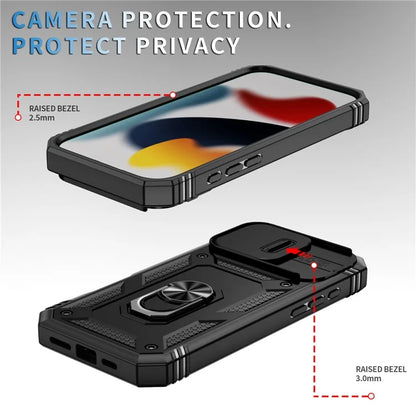 For iPhone 16 Pro Max Case Sliding Camera Cover Ring Kickstand PC+TPU Phone Shell