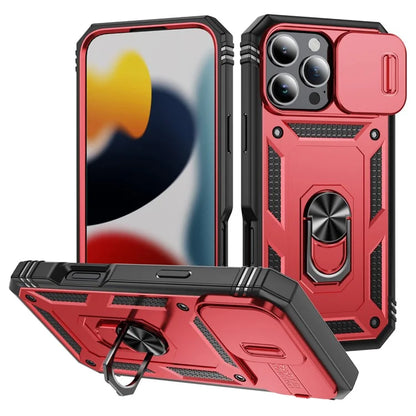 For iPhone 16 Pro Max Case Sliding Camera Cover Ring Kickstand PC+TPU Phone Shell