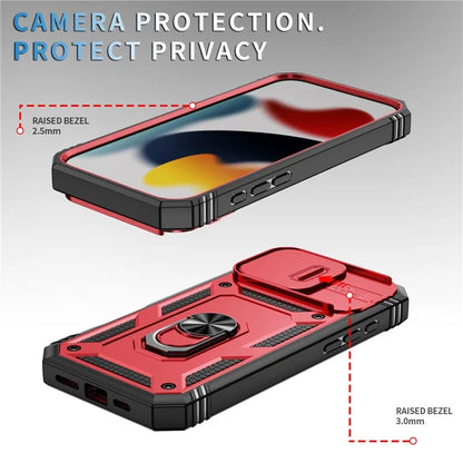 For iPhone 16 Pro Max Case Sliding Camera Cover Ring Kickstand PC+TPU Phone Shell
