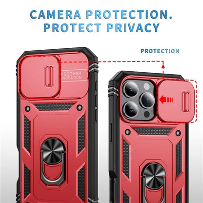 For iPhone 16 Pro Max Case Sliding Camera Cover Ring Kickstand PC+TPU Phone Shell