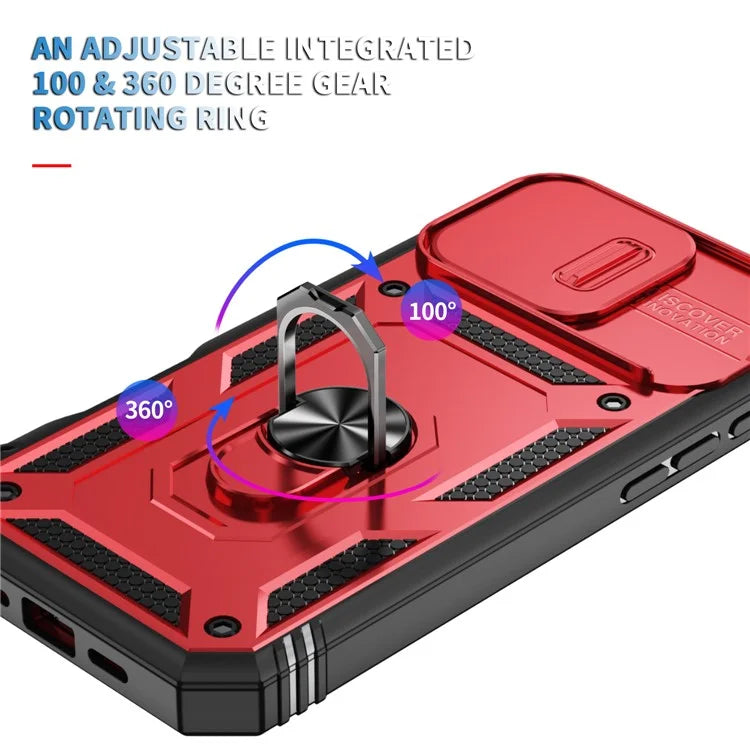 For iPhone 16 Pro Max Case Sliding Camera Cover Ring Kickstand PC+TPU Phone Shell