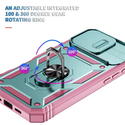 For iPhone 16 Pro Max Case Sliding Camera Cover Ring Kickstand PC+TPU Phone Shell