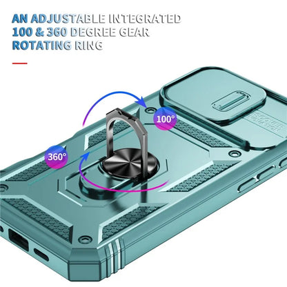 For iPhone 16 Pro Max Case Sliding Camera Cover Ring Kickstand PC+TPU Phone Shell