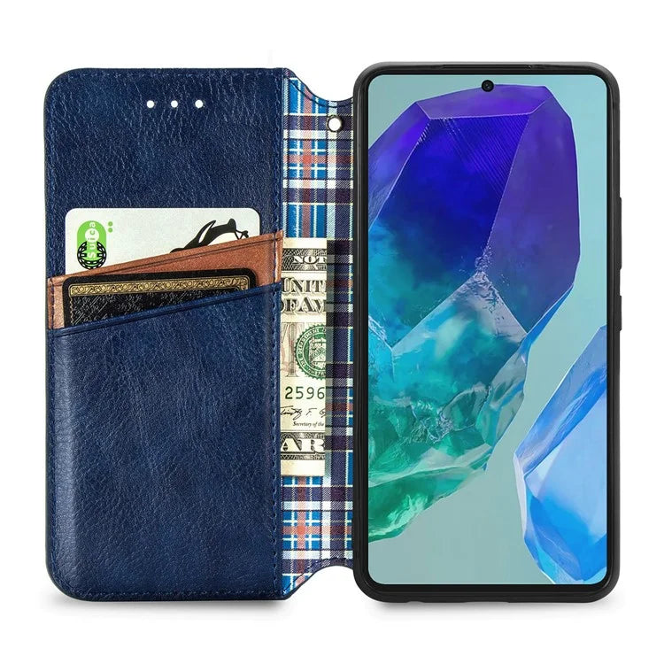 For Samsung Galaxy A16 5G Case Rhombus Imprint PU Leather Wallet Phone Cover
