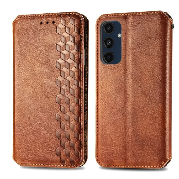 For Samsung Galaxy A16 5G Case Rhombus Imprint PU Leather Wallet Phone Cover