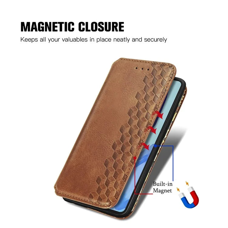 For Samsung Galaxy A16 5G Case Rhombus Imprint PU Leather Wallet Phone Cover