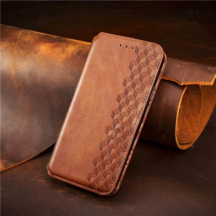 For Samsung Galaxy A16 5G Case Rhombus Imprint PU Leather Wallet Phone Cover