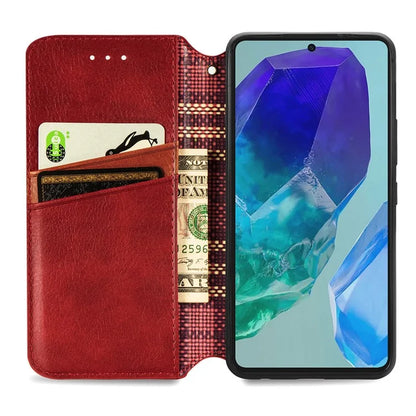 For Samsung Galaxy A16 5G Case Rhombus Imprint PU Leather Wallet Phone Cover