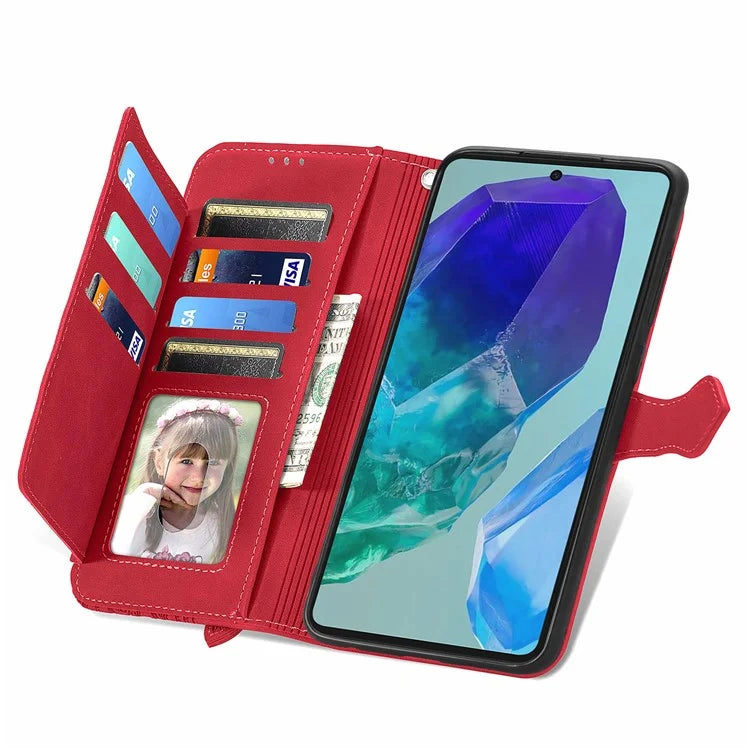 For Samsung Galaxy A16 5G Case Zipper Wallet PU Leather Flower Imprint Phone Cover
