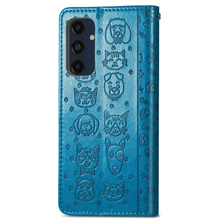 For Samsung Galaxy A16 5G Case Leather Wallet Flip Phone Cover Cute Cat Dog Pattern