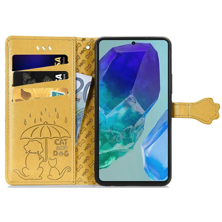 For Samsung Galaxy A16 5G Case Leather Wallet Flip Phone Cover Cute Cat Dog Pattern