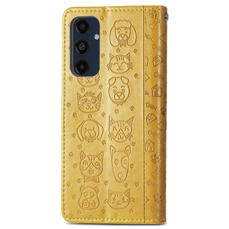 For Samsung Galaxy A16 5G Case Leather Wallet Flip Phone Cover Cute Cat Dog Pattern