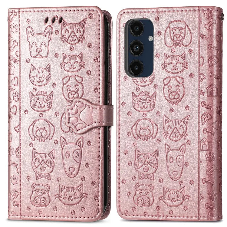 For Samsung Galaxy A16 5G Case Leather Wallet Flip Phone Cover Cute Cat Dog Pattern