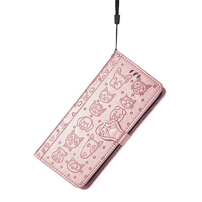 For Samsung Galaxy A16 5G Case Leather Wallet Flip Phone Cover Cute Cat Dog Pattern
