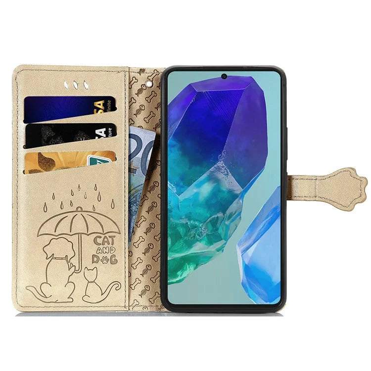 For Samsung Galaxy A16 5G Case Leather Wallet Flip Phone Cover Cute Cat Dog Pattern