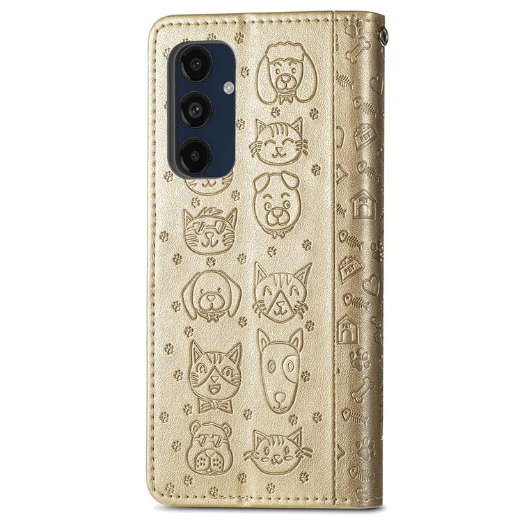 For Samsung Galaxy A16 5G Case Leather Wallet Flip Phone Cover Cute Cat Dog Pattern