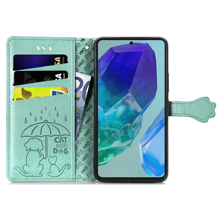 For Samsung Galaxy A16 5G Case Leather Wallet Flip Phone Cover Cute Cat Dog Pattern