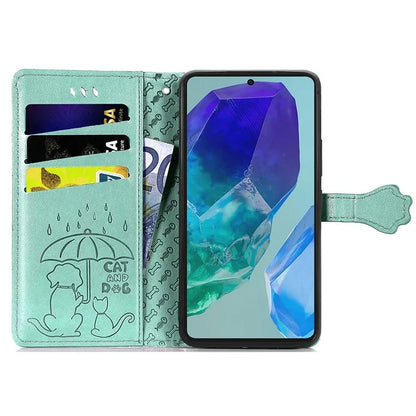 For Samsung Galaxy A16 5G Case Leather Wallet Flip Phone Cover Cute Cat Dog Pattern