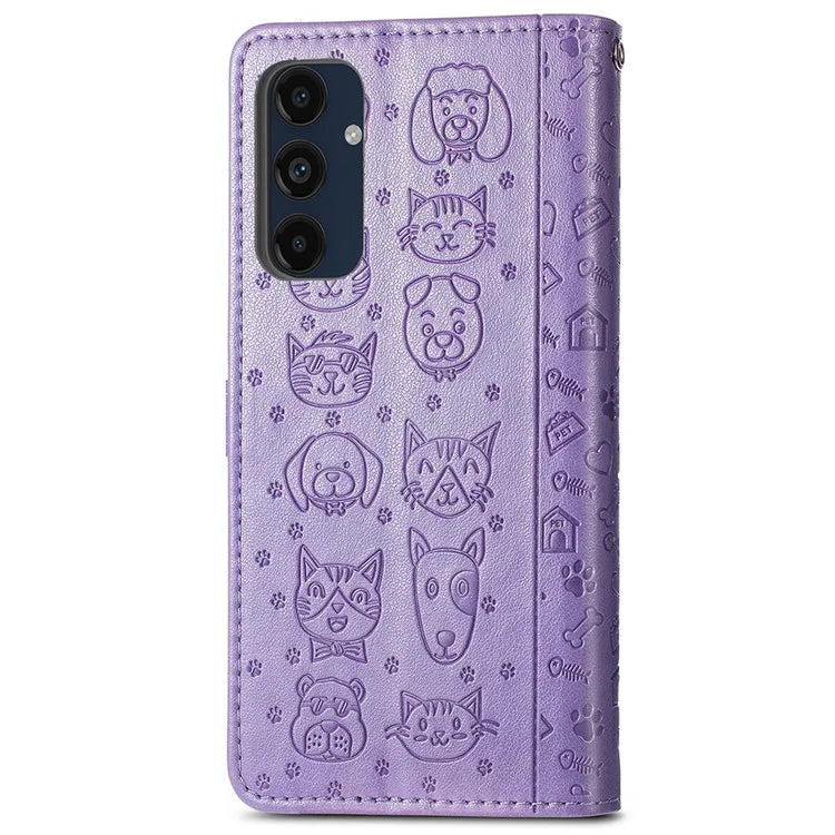 For Samsung Galaxy A16 5G Case Leather Wallet Flip Phone Cover Cute Cat Dog Pattern