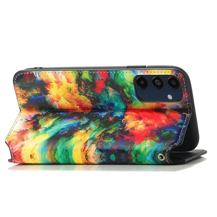 CASENEO 001 Series for Samsung Galaxy A16 5G Case RFID Blocking Wallet Leather Cover Pattern Print