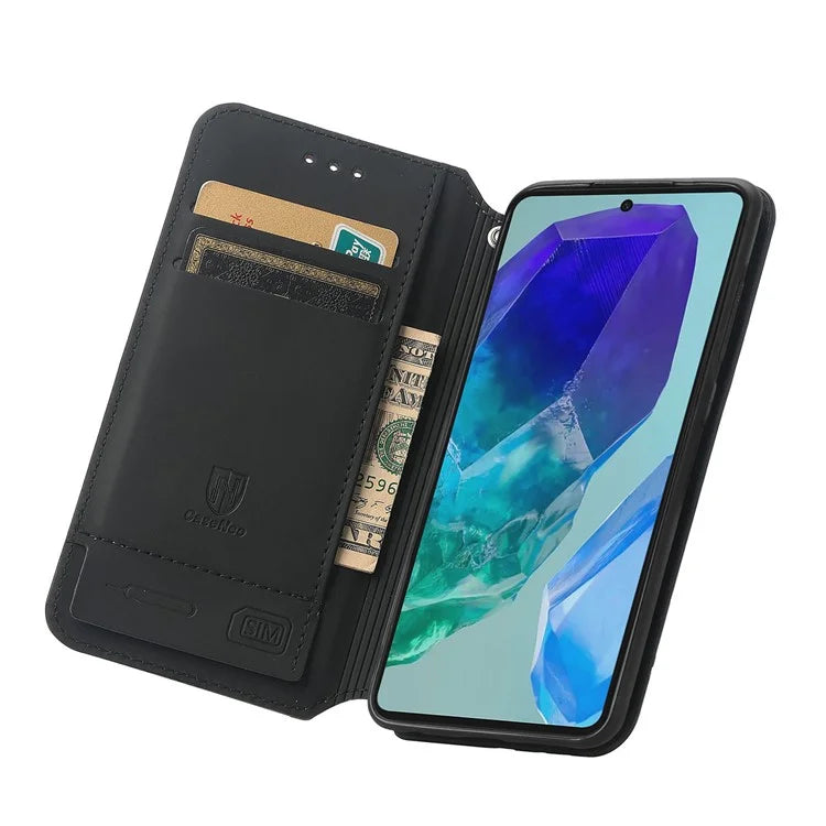CASENEO 001 Series for Samsung Galaxy A16 5G Case RFID Blocking Wallet Leather Cover Pattern Print