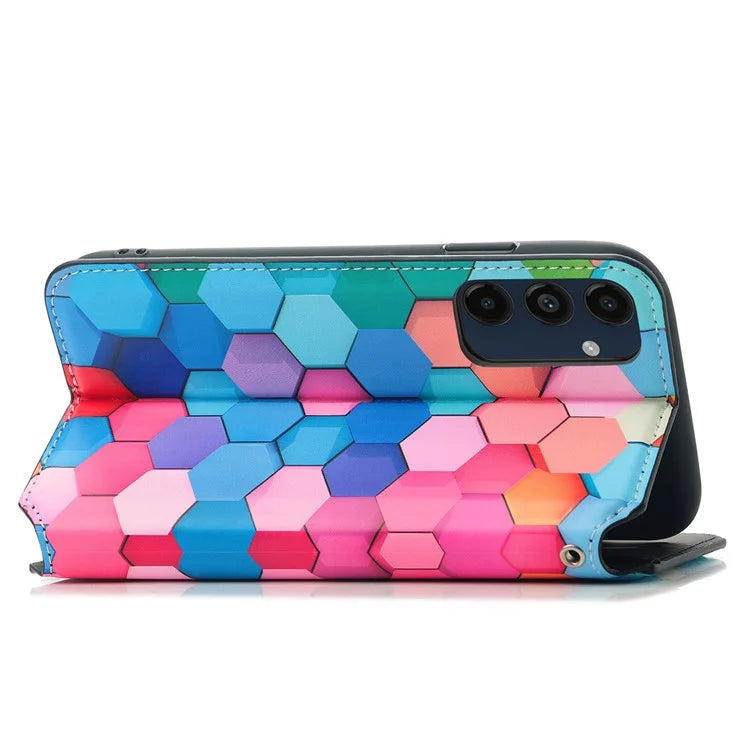 CASENEO 001 Series for Samsung Galaxy A16 5G Case RFID Blocking Wallet Leather Cover Pattern Print