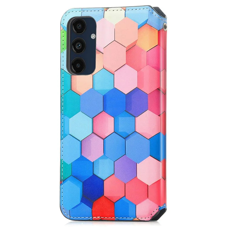 CASENEO 001 Series for Samsung Galaxy A16 5G Case RFID Blocking Wallet Leather Cover Pattern Print