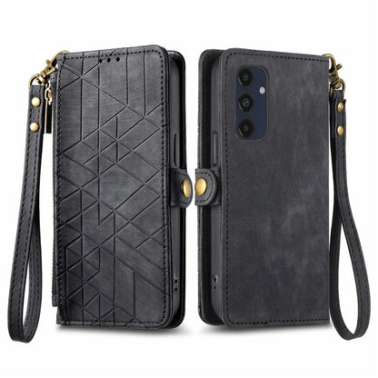 For Samsung Galaxy A16 5G Case Zipper Wallet Geometry Lines Leather Phone Cover