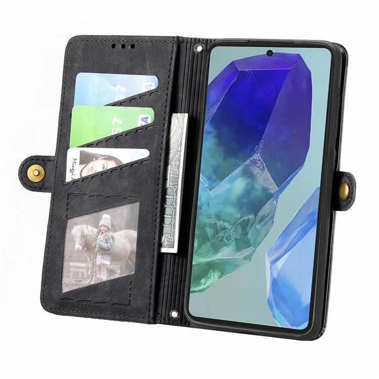 For Samsung Galaxy A16 5G Case Zipper Wallet Geometry Lines Leather Phone Cover