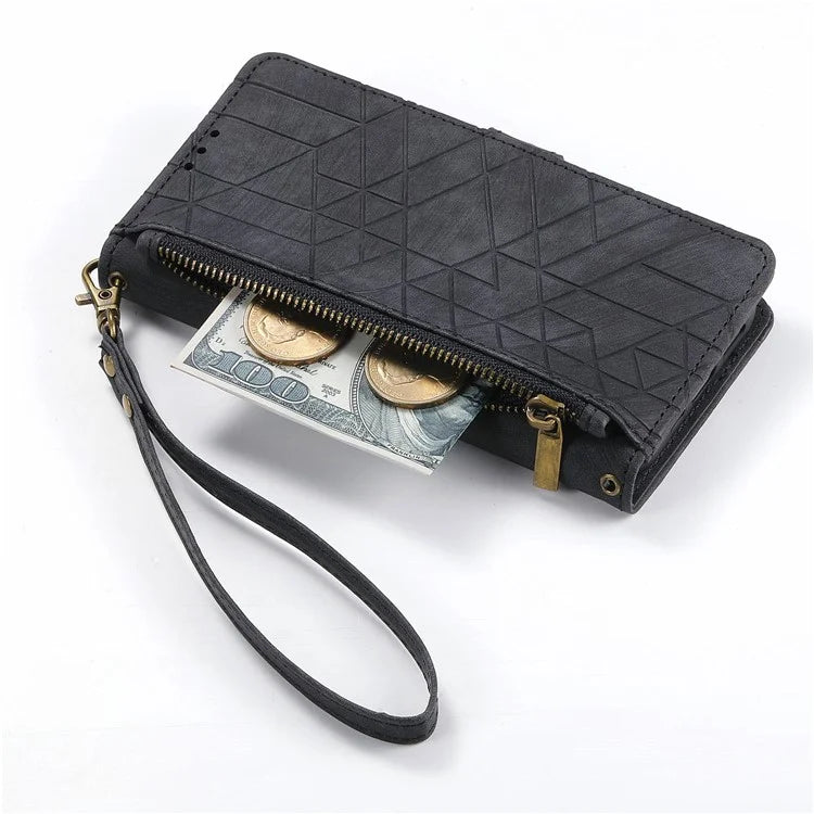 For Samsung Galaxy A16 5G Case Zipper Wallet Geometry Lines Leather Phone Cover