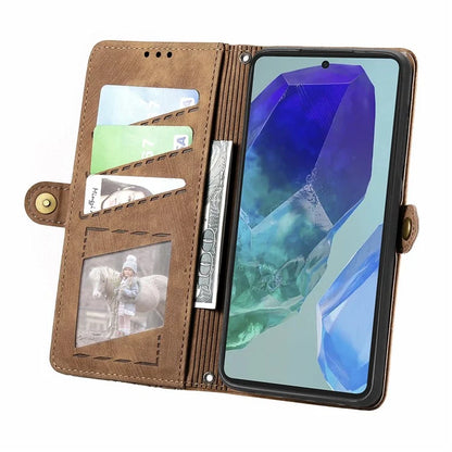 For Samsung Galaxy A16 5G Case Zipper Wallet Geometry Lines Leather Phone Cover