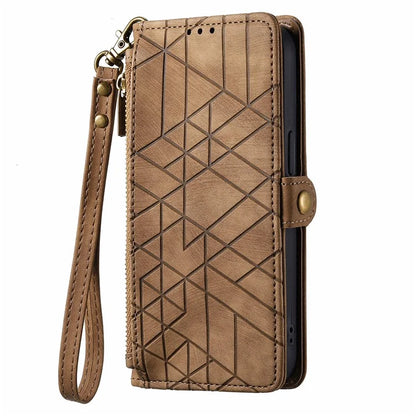 For Samsung Galaxy A16 5G Case Zipper Wallet Geometry Lines Leather Phone Cover