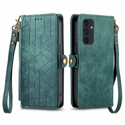 For Samsung Galaxy A16 5G Case Zipper Wallet Geometry Lines Leather Phone Cover