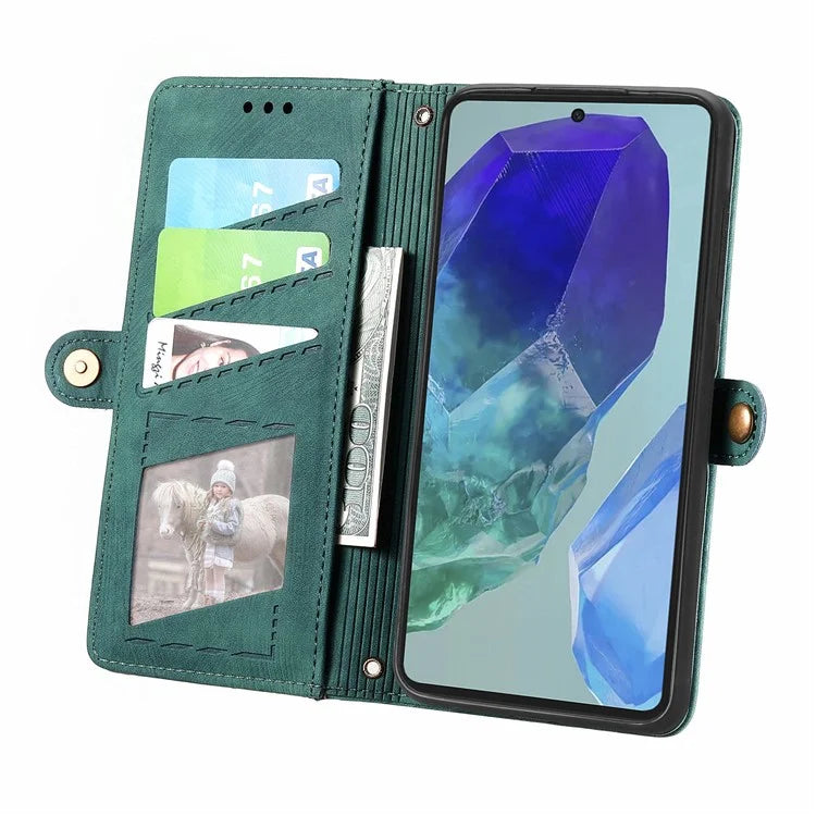 For Samsung Galaxy A16 5G Case Zipper Wallet Geometry Lines Leather Phone Cover