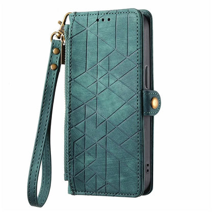 For Samsung Galaxy A16 5G Case Zipper Wallet Geometry Lines Leather Phone Cover