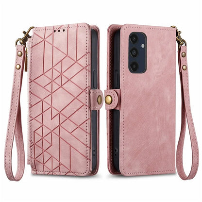 For Samsung Galaxy A16 5G Case Zipper Wallet Geometry Lines Leather Phone Cover