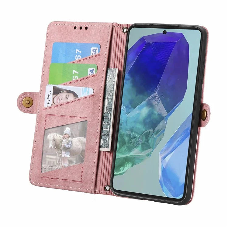 For Samsung Galaxy A16 5G Case Zipper Wallet Geometry Lines Leather Phone Cover