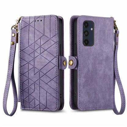 For Samsung Galaxy A16 5G Case Zipper Wallet Geometry Lines Leather Phone Cover