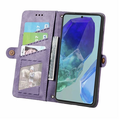 For Samsung Galaxy A16 5G Case Zipper Wallet Geometry Lines Leather Phone Cover