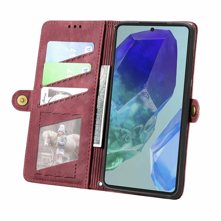 For Samsung Galaxy A16 5G Case Zipper Wallet Geometry Lines Leather Phone Cover
