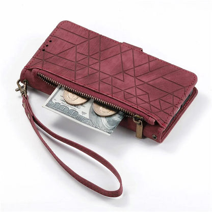For Samsung Galaxy A16 5G Case Zipper Wallet Geometry Lines Leather Phone Cover