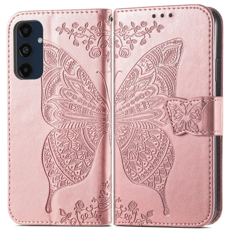 For Samsung Galaxy A16 5G Case PU Leather Wallet Phone Cover Butterfly Pattern