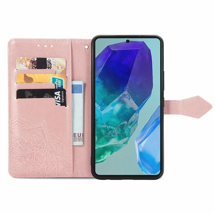 For Samsung Galaxy A16 5G Case Mandala Embossed Design Leather Wallet Phone Cover