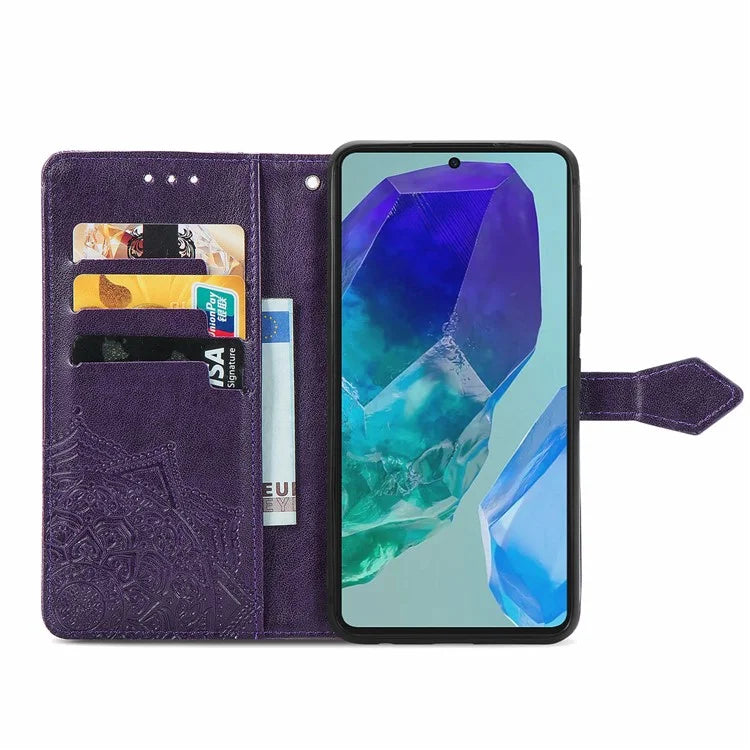 For Samsung Galaxy A16 5G Case Mandala Embossed Design Leather Wallet Phone Cover