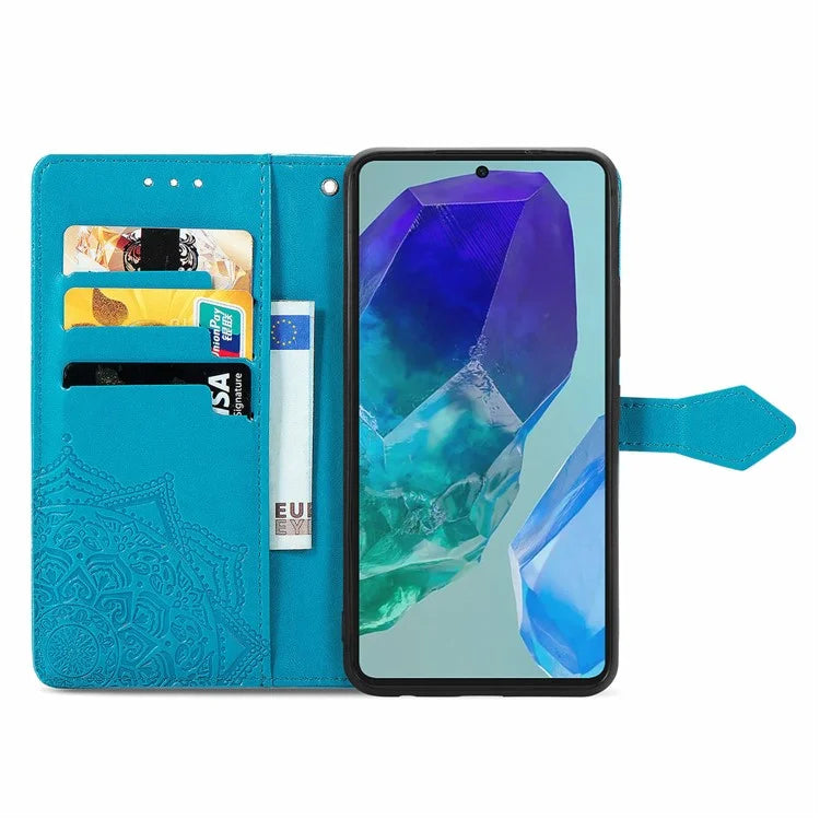 For Samsung Galaxy A16 5G Case Mandala Embossed Design Leather Wallet Phone Cover