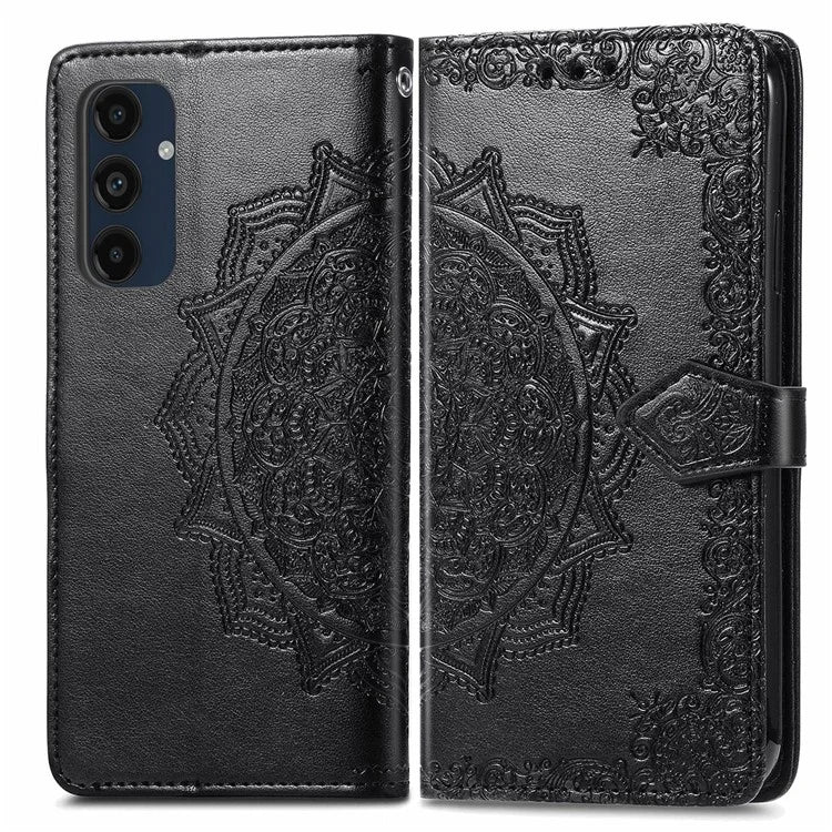 For Samsung Galaxy A16 5G Case Mandala Embossed Design Leather Wallet Phone Cover